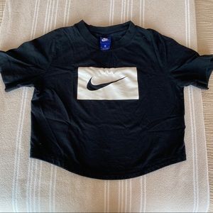 Nike Black Swoosh Crop top t shirt
